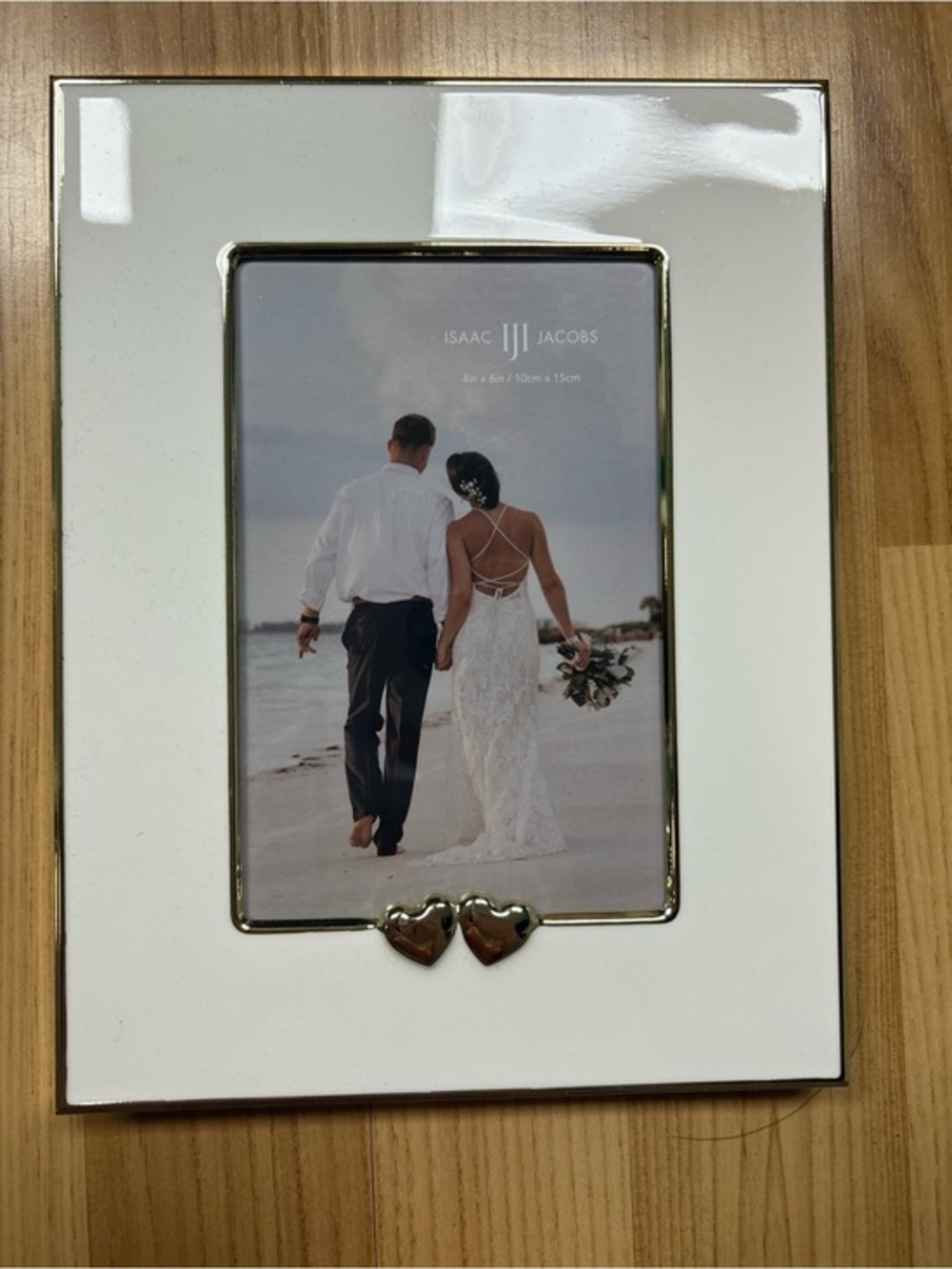 White and Silver Heart Accent Photo Frame